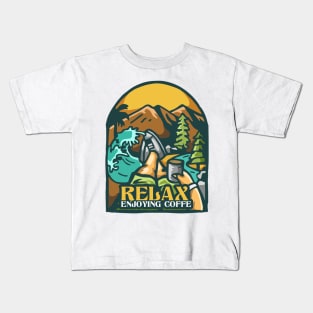 relax enjoying coffee Kids T-Shirt